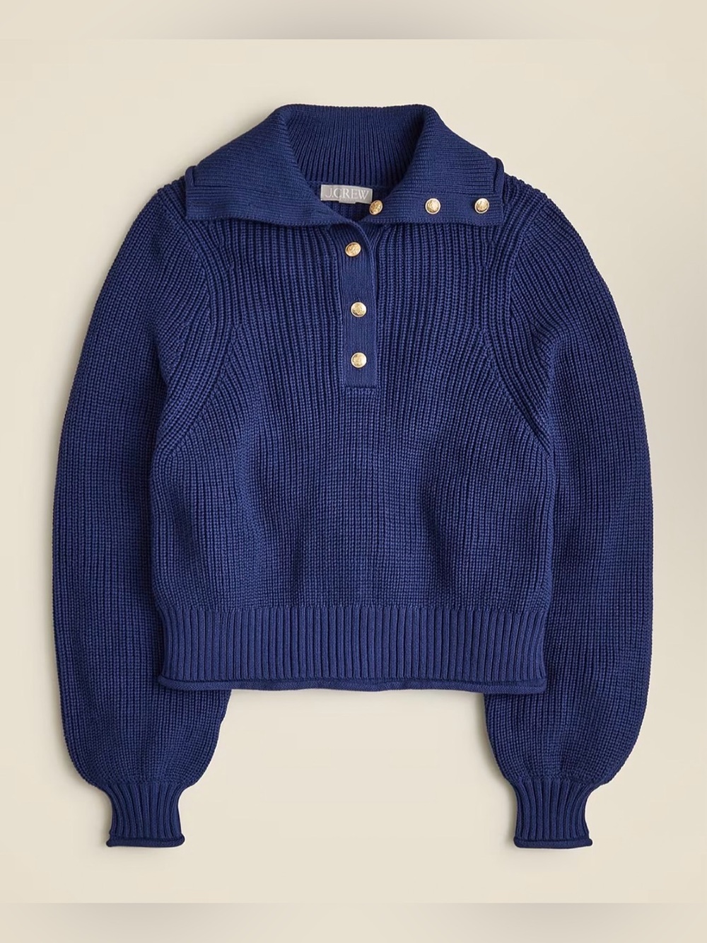 NWT J. Crew Ribbed cotton button-collar sweater, Size XL